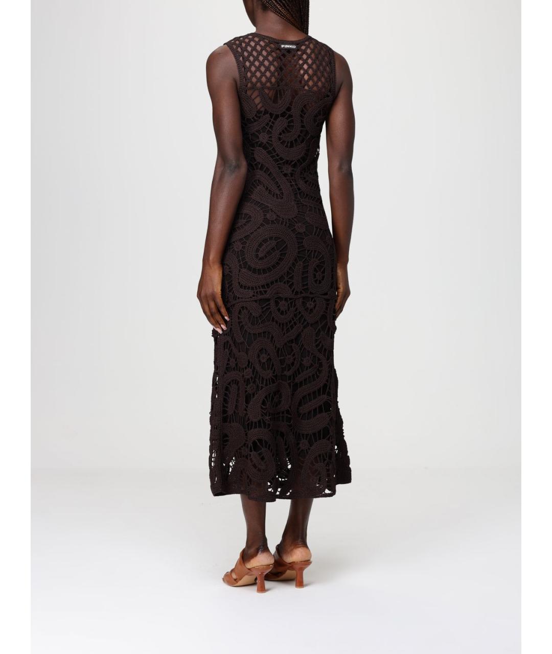 PINKO Коричневое вискозное платье, фото 3