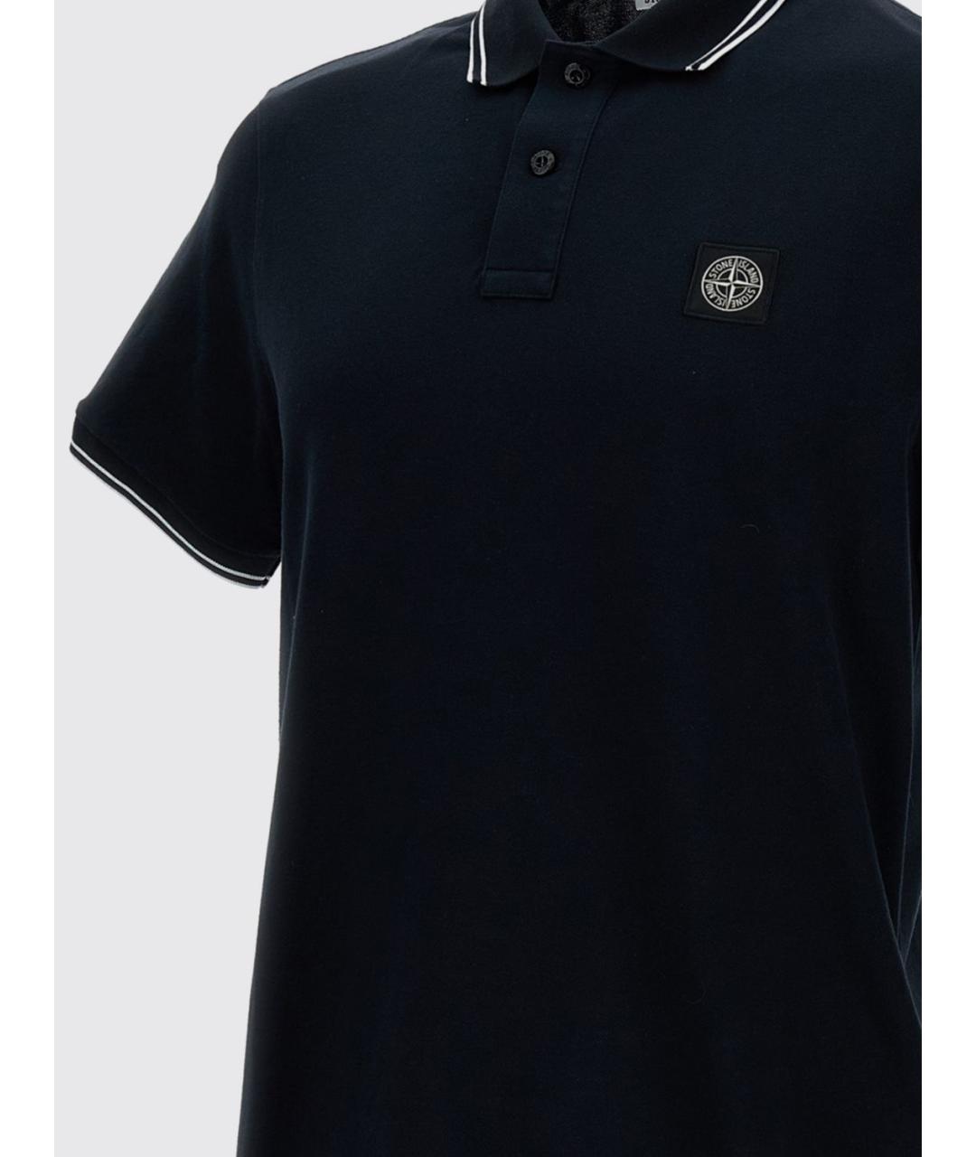 STONE ISLAND Синее хлопковое поло с коротким рукавом, фото 4