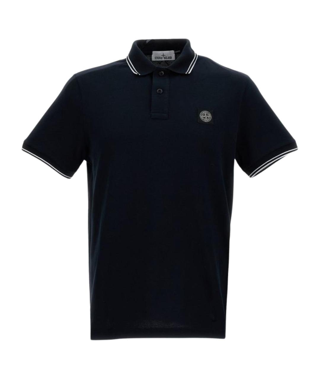 STONE ISLAND Синее хлопковое поло с коротким рукавом, фото 1