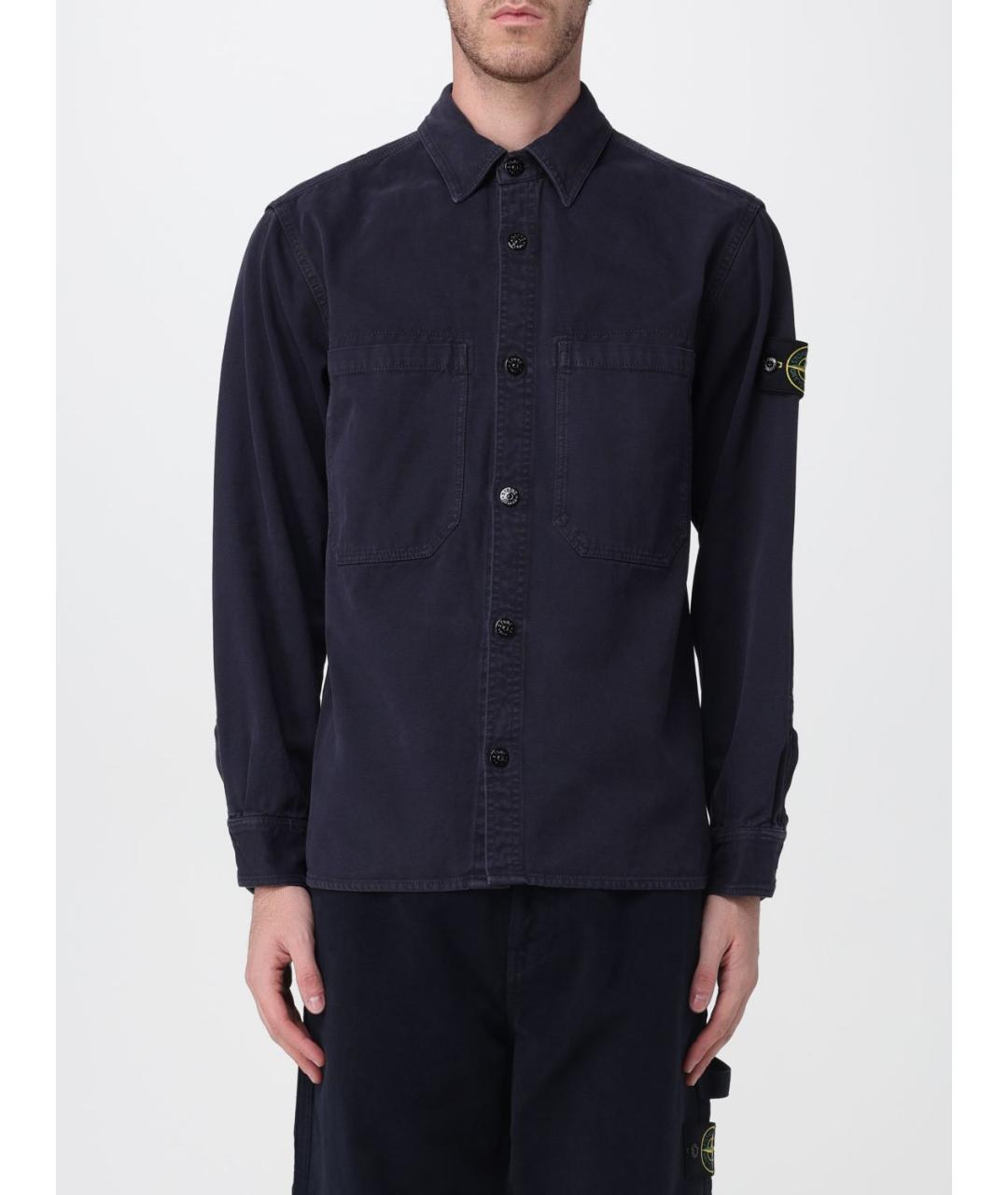 STONE ISLAND Темно-синяя хлопковая куртка, фото 2