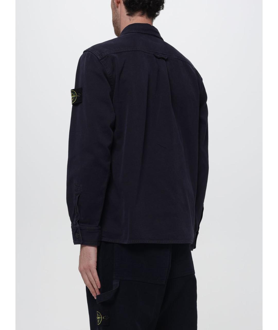 STONE ISLAND Темно-синяя хлопковая куртка, фото 4