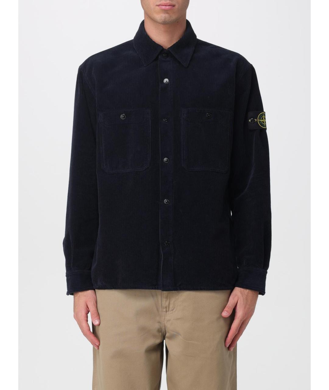 STONE ISLAND Темно-синяя хлопковая куртка, фото 2