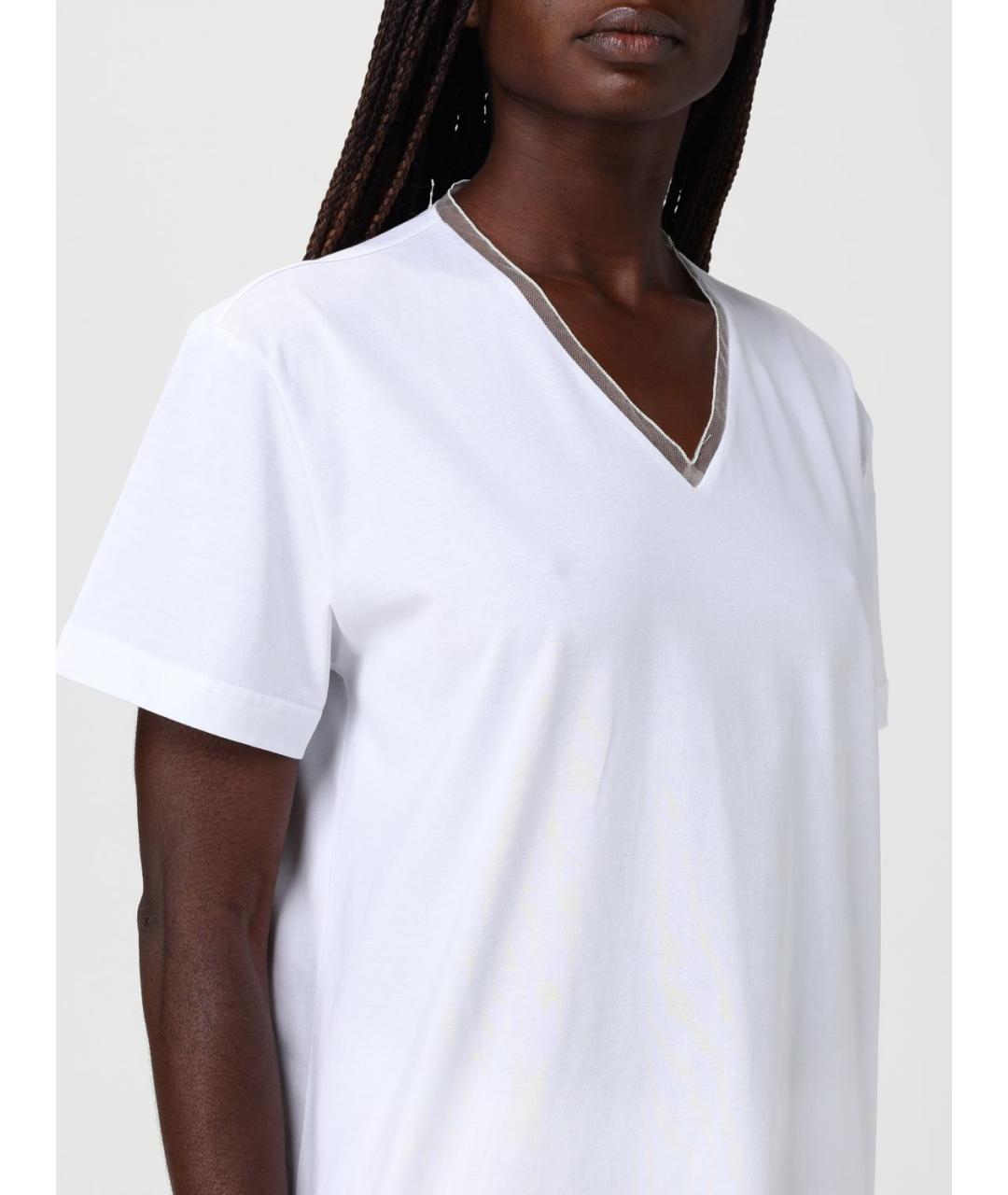 FABIANA FILIPPI Белая хлопковая футболка, фото 3