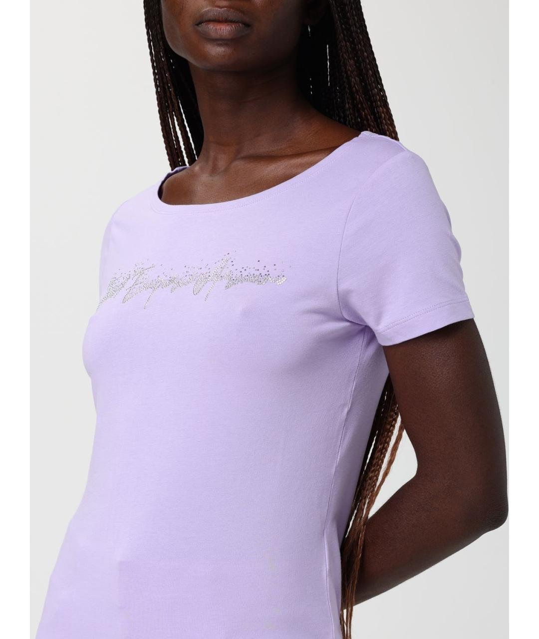EA7 Фиолетовая хлопковая футболка, фото 3