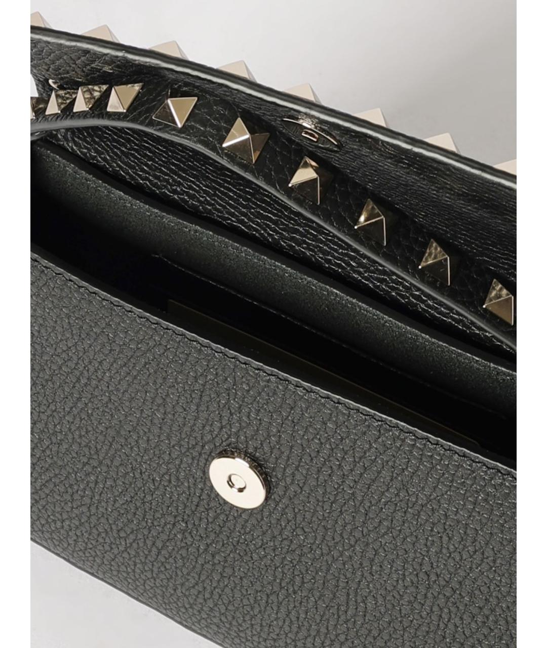 VALENTINO Черная кожаная сумка через плечо, фото 4