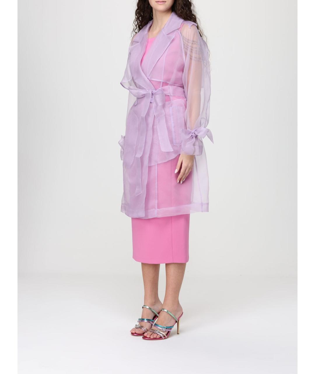 PINKO Фиолетовый шелковый тренч/плащ, фото 3