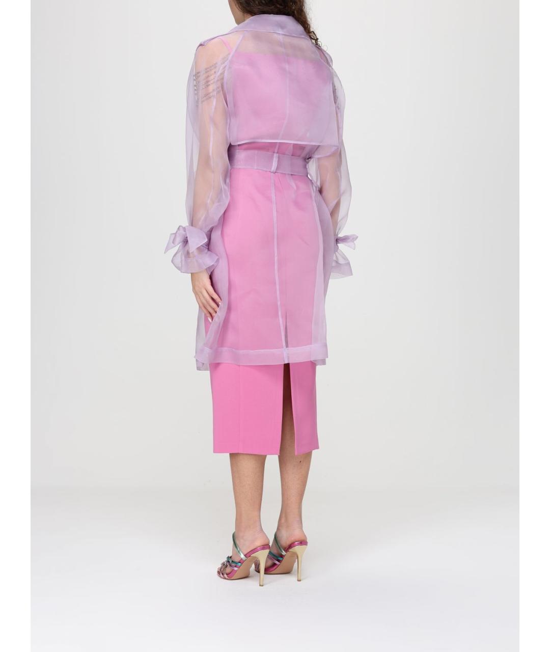 PINKO Фиолетовый шелковый тренч/плащ, фото 2