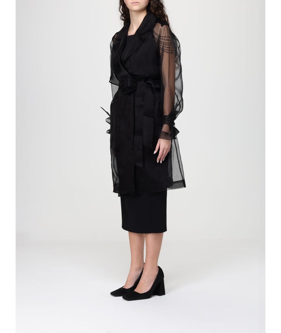 PINKO Черный шелковый тренч/плащ, фото 3