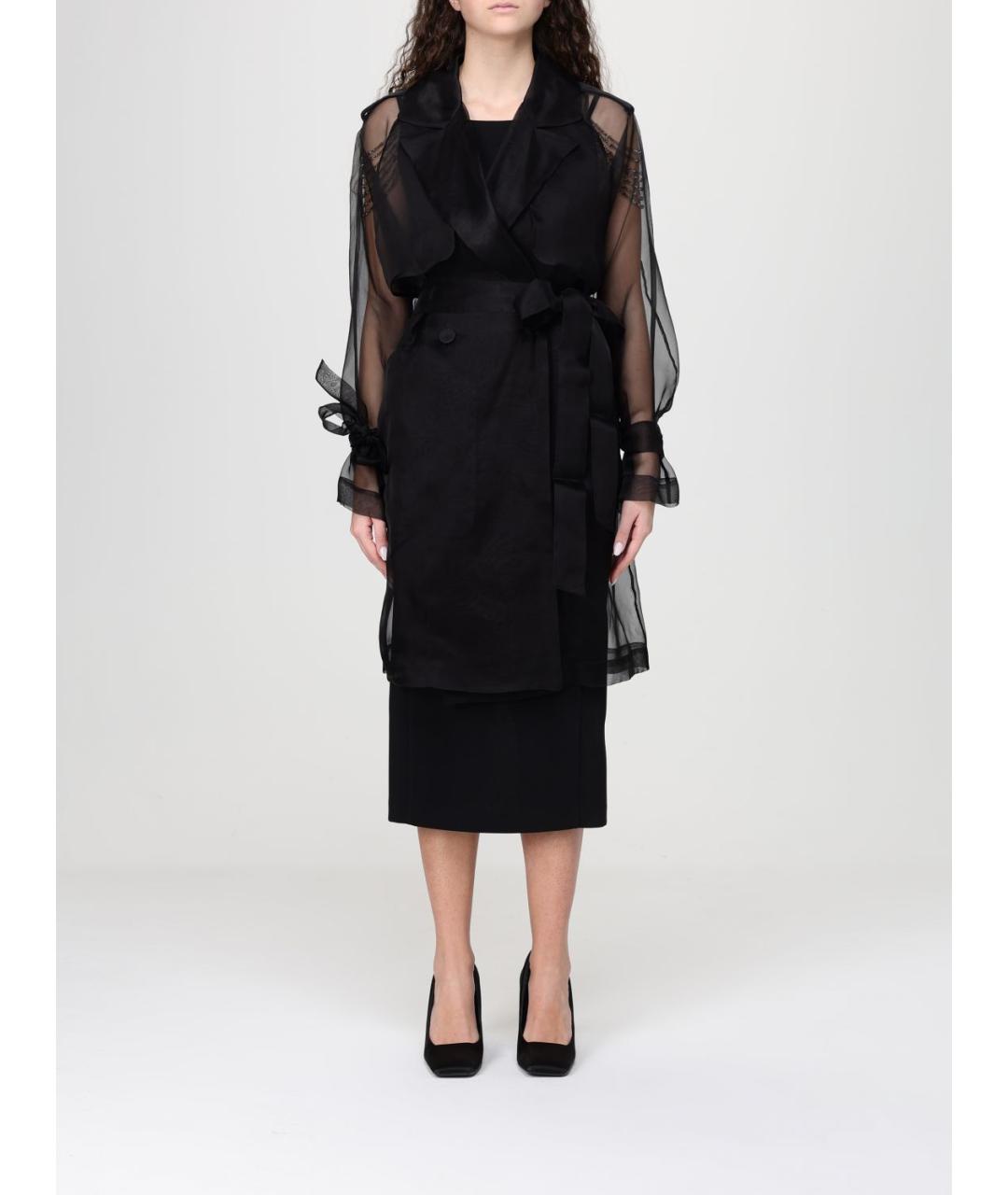 PINKO Черный шелковый тренч/плащ, фото 5