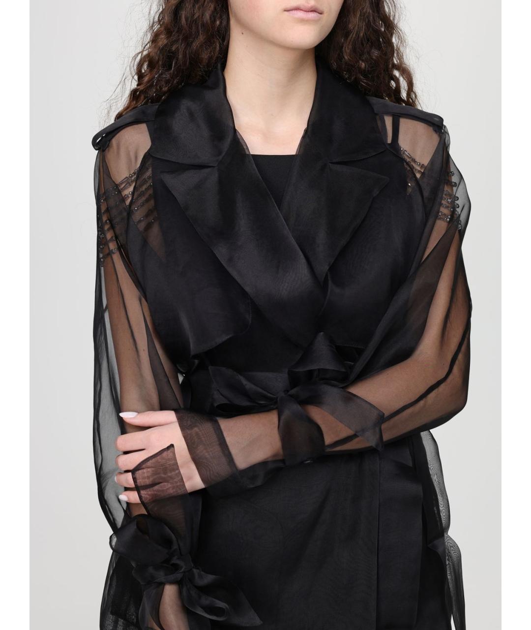 PINKO Черный шелковый тренч/плащ, фото 4