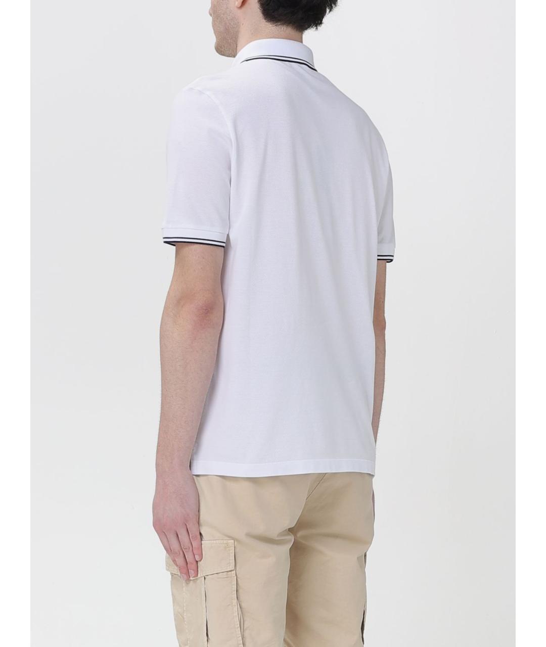 STONE ISLAND Белое хлопковое поло с коротким рукавом, фото 2