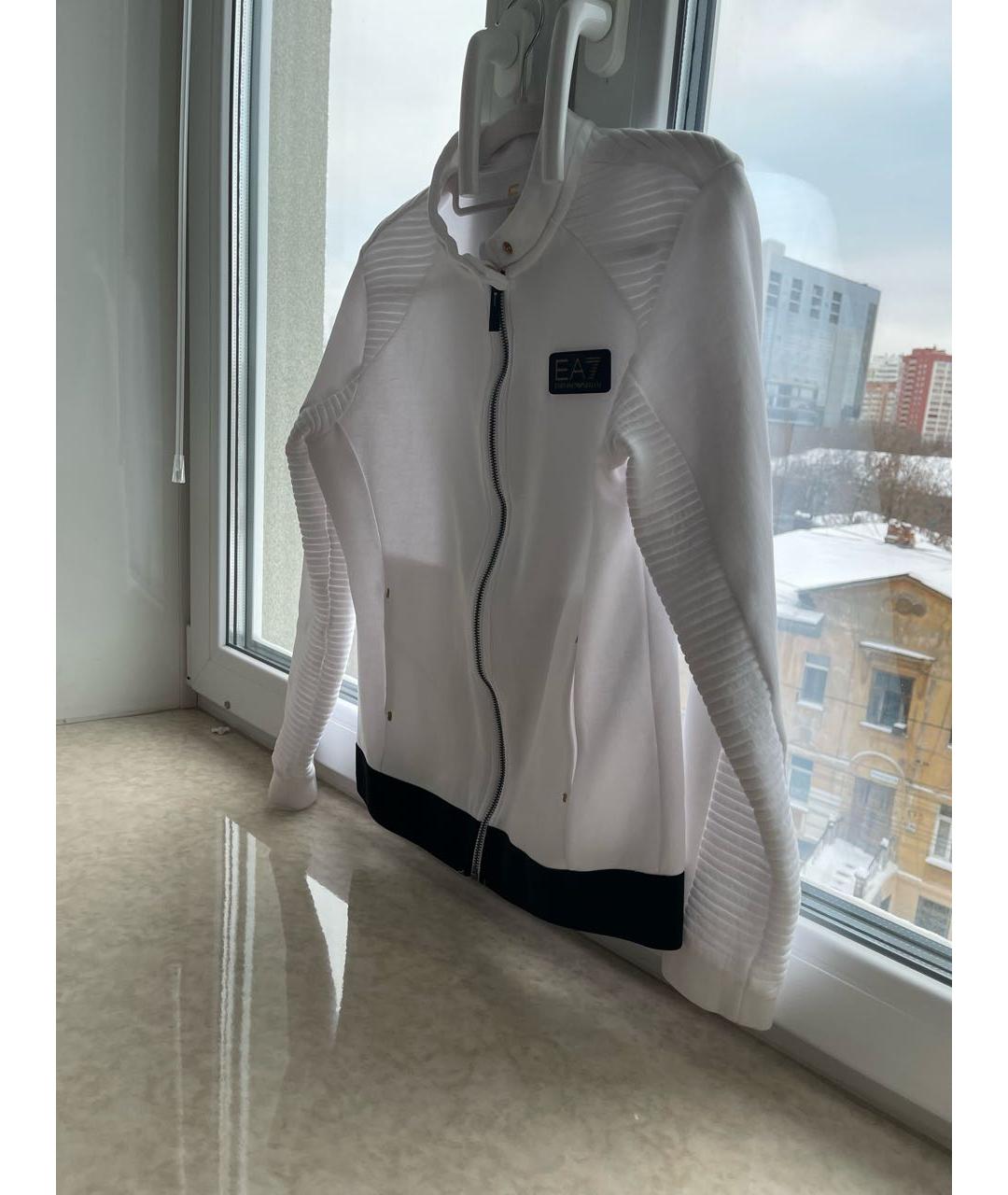 ARMANI JEANS Белая хлопко-эластановая спортивная куртка, фото 4