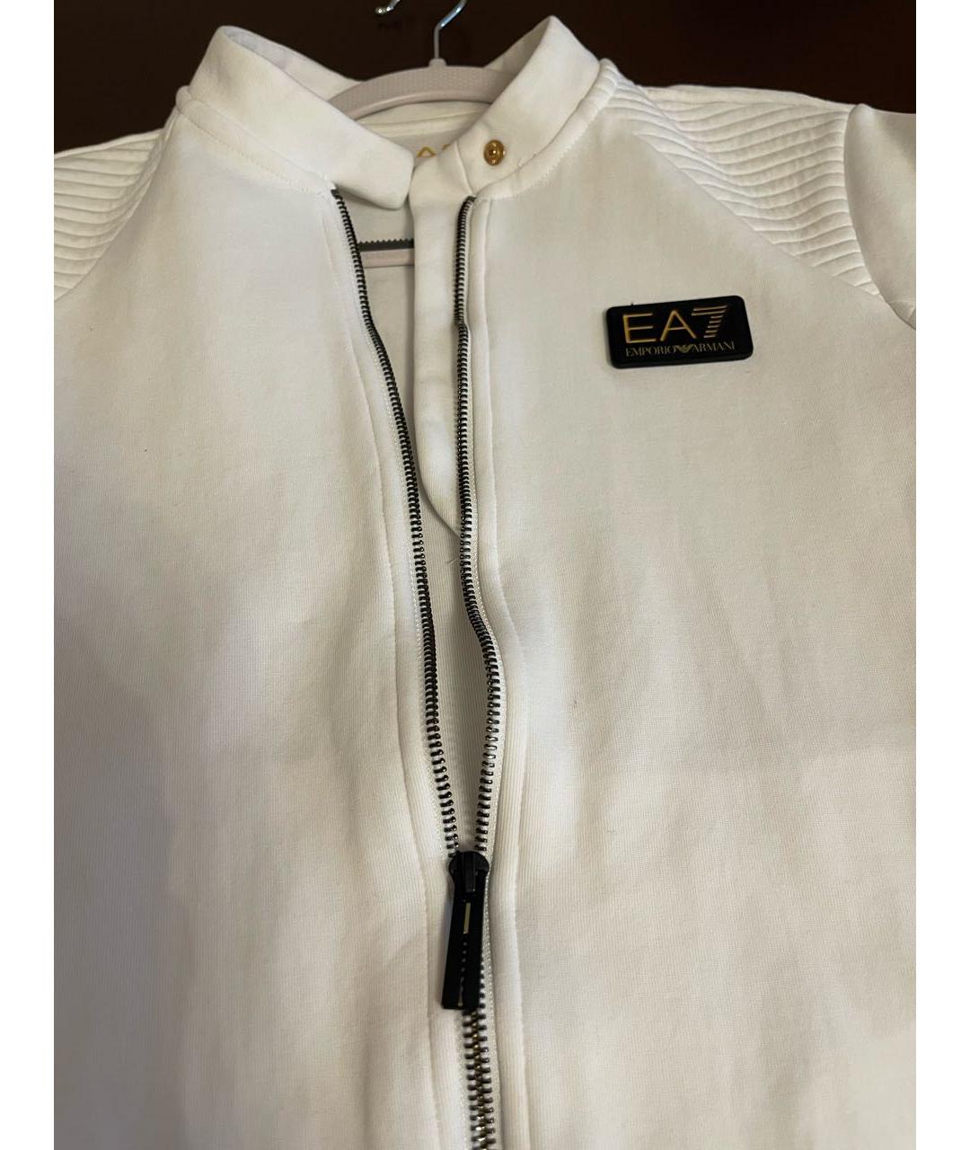 ARMANI JEANS Белая хлопко-эластановая спортивная куртка, фото 5