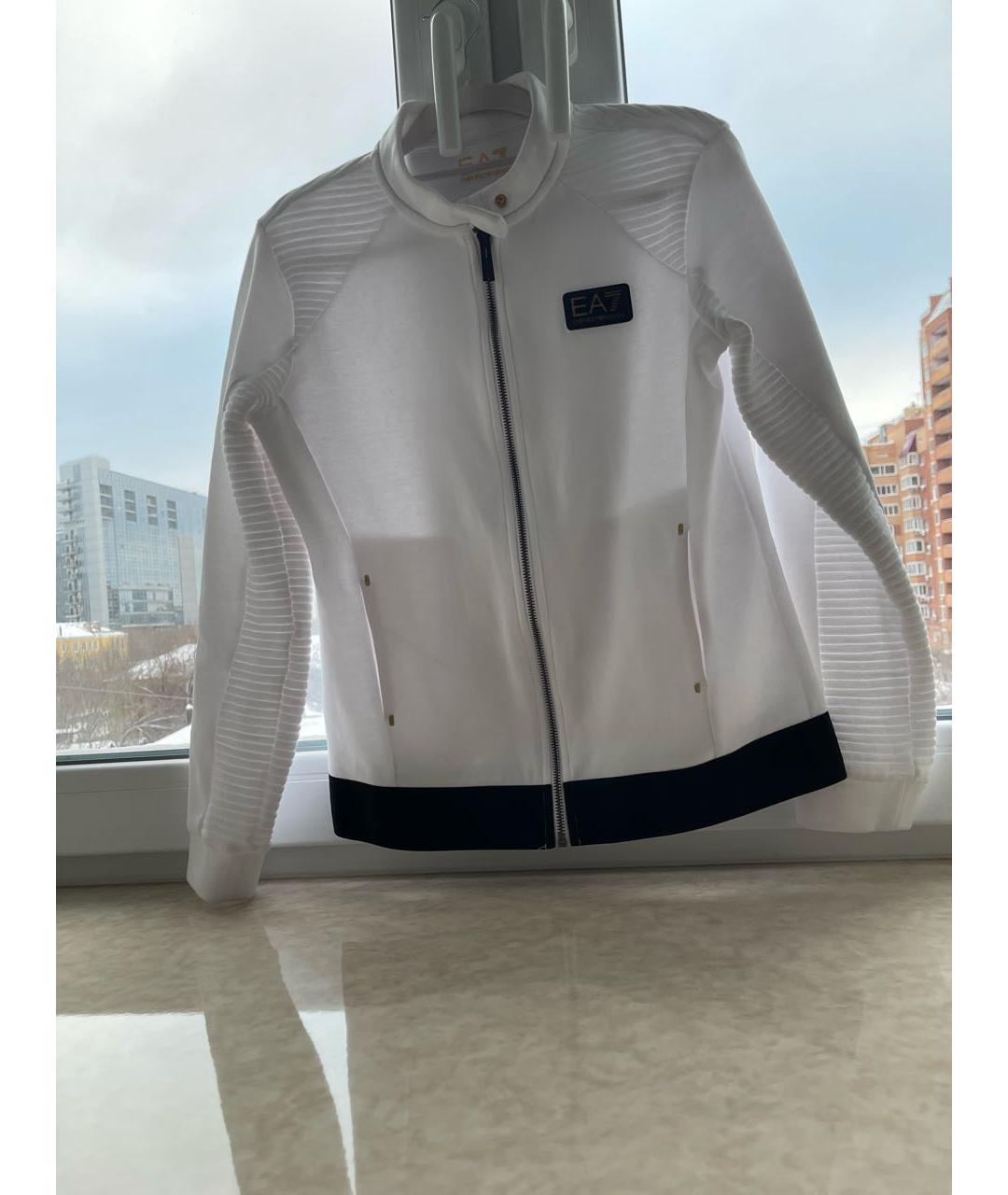 ARMANI JEANS Белая хлопко-эластановая спортивная куртка, фото 9