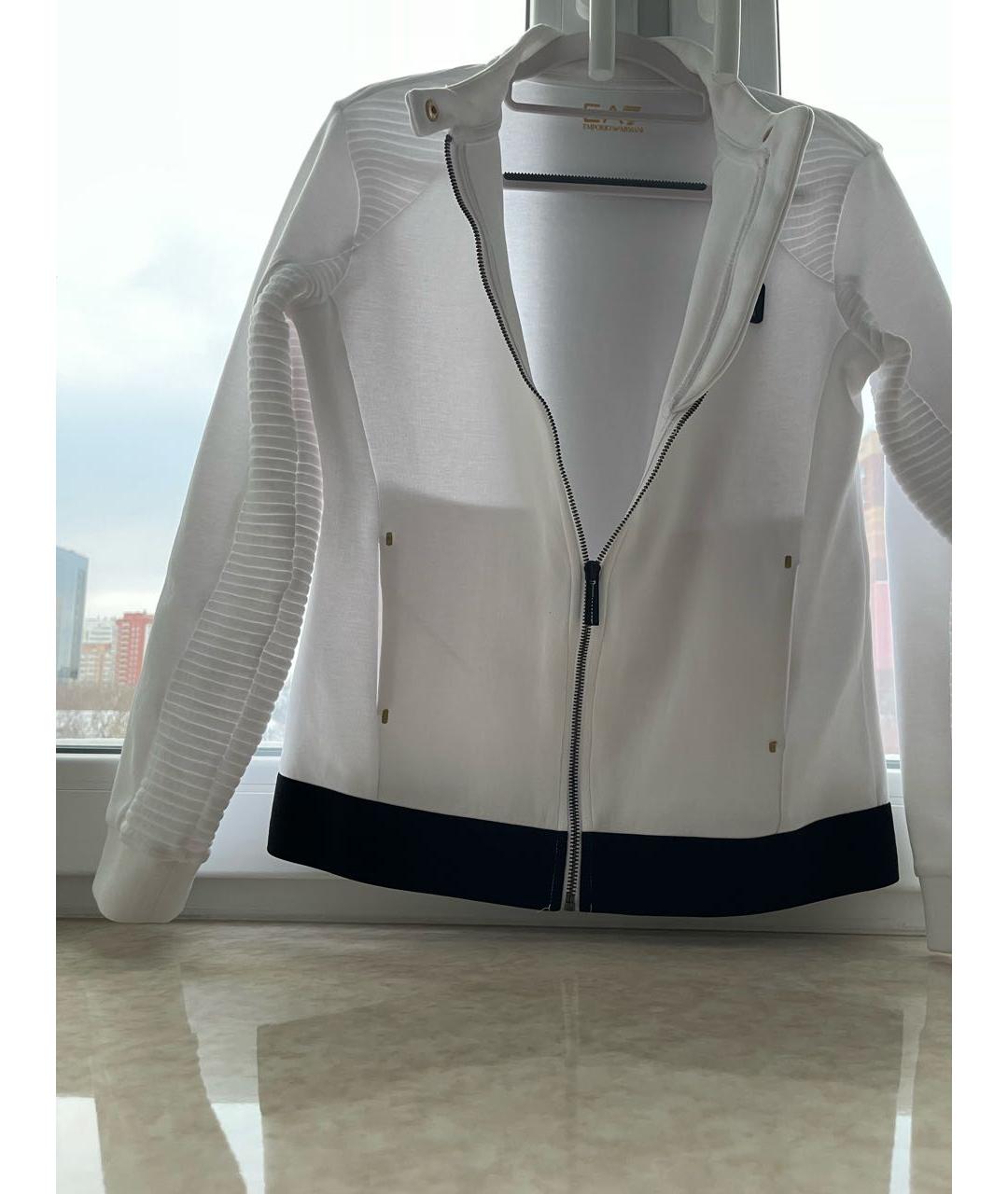 ARMANI JEANS Белая хлопко-эластановая спортивная куртка, фото 2