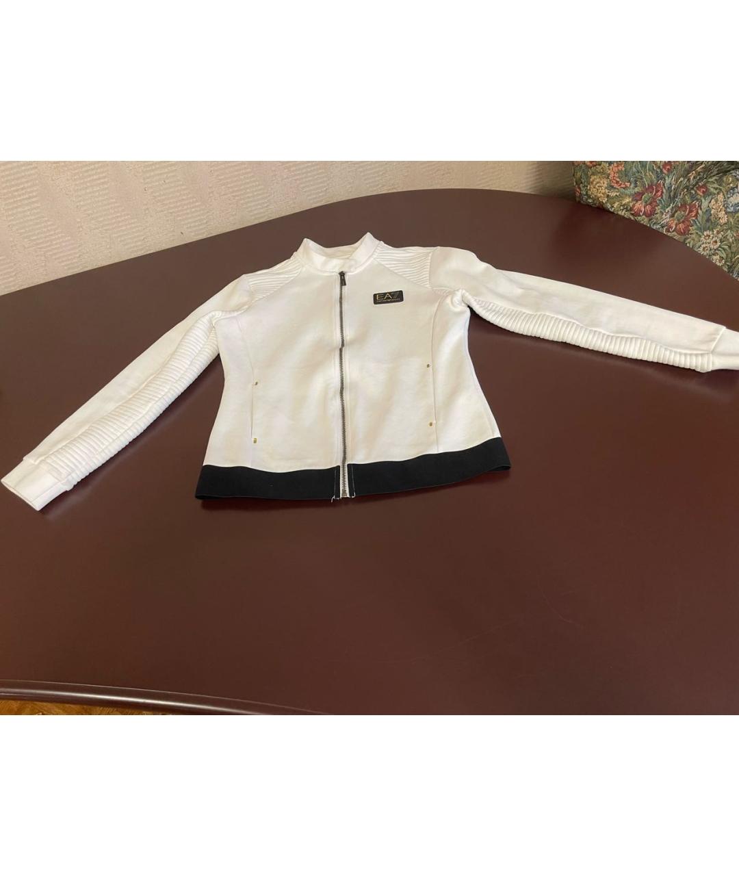 ARMANI JEANS Белая хлопко-эластановая спортивная куртка, фото 6