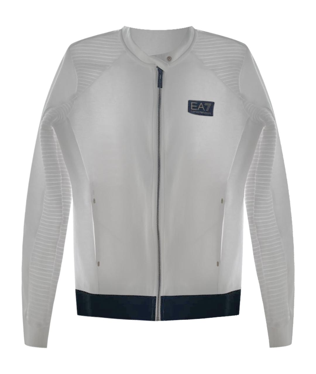 ARMANI JEANS Белая хлопко-эластановая спортивная куртка, фото 1