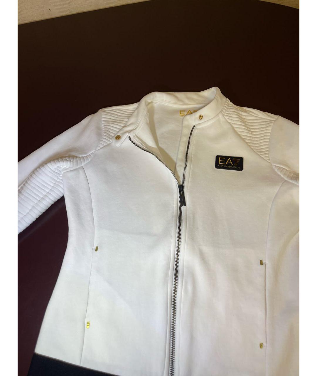 ARMANI JEANS Белая хлопко-эластановая спортивная куртка, фото 7
