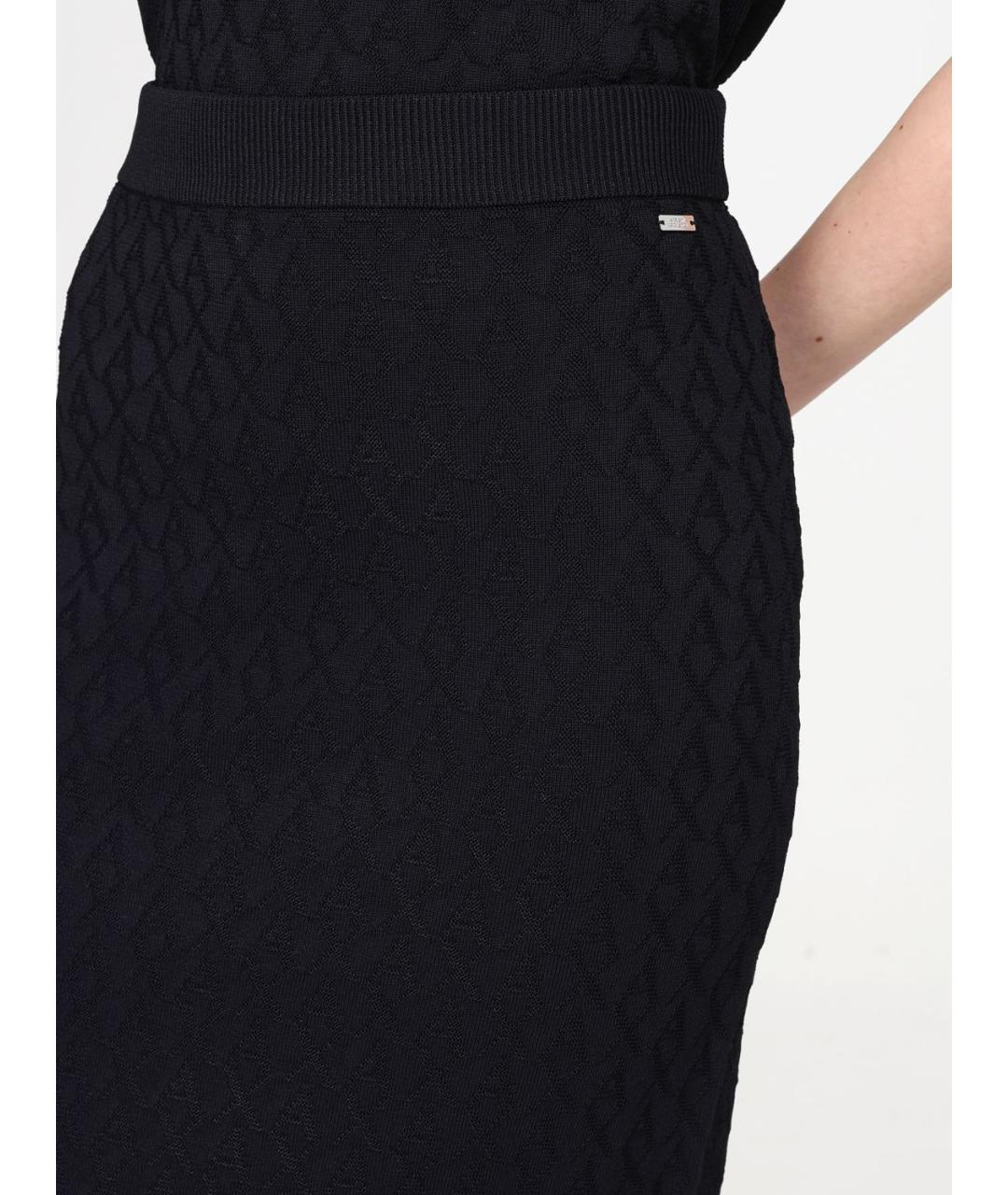 ARMANI EXCHANGE Черная полиамидовая юбка миди, фото 3