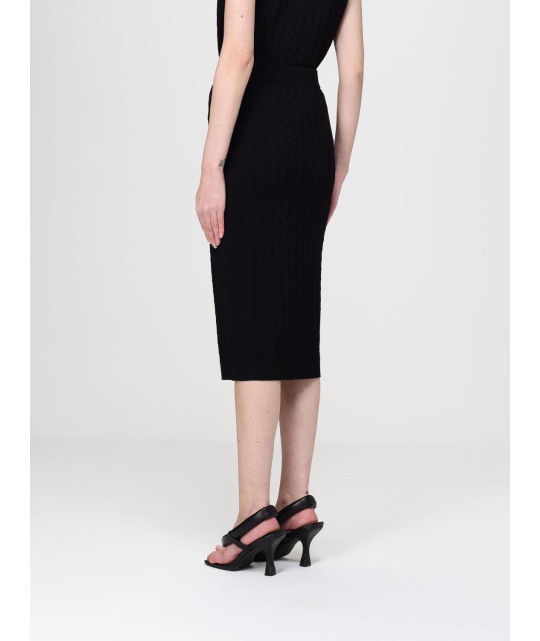ARMANI EXCHANGE Черная полиамидовая юбка миди, фото 2