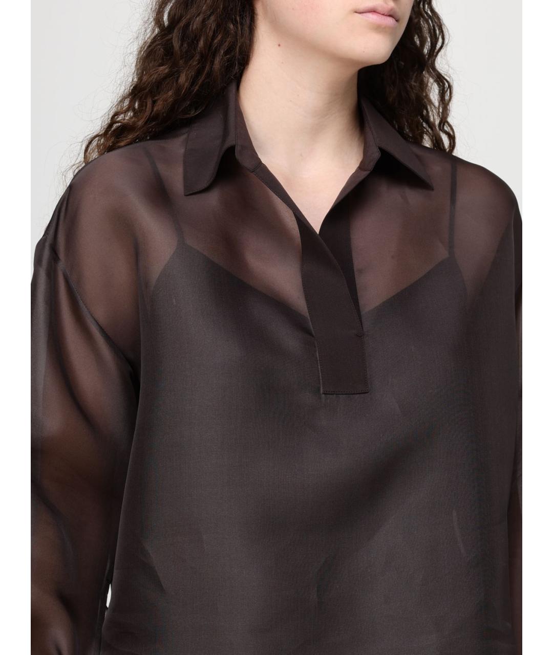 AGNONA Коричневая шелковая блузы, фото 5