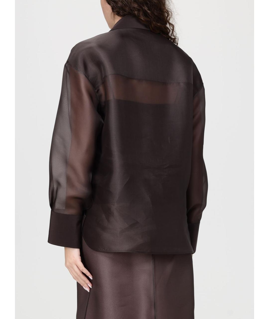 AGNONA Коричневая шелковая блузы, фото 3