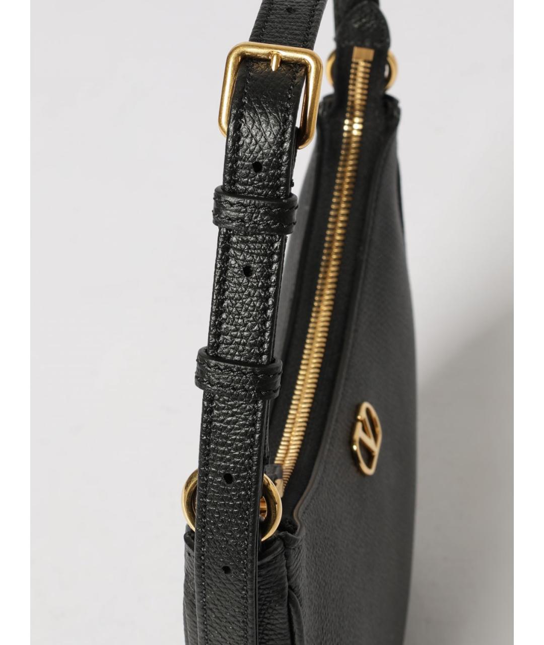 VALENTINO Черная кожаная сумка через плечо, фото 4