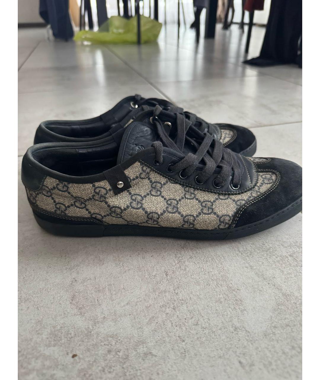 GUCCI Коричневые текстильные низкие кроссовки / кеды, фото 2