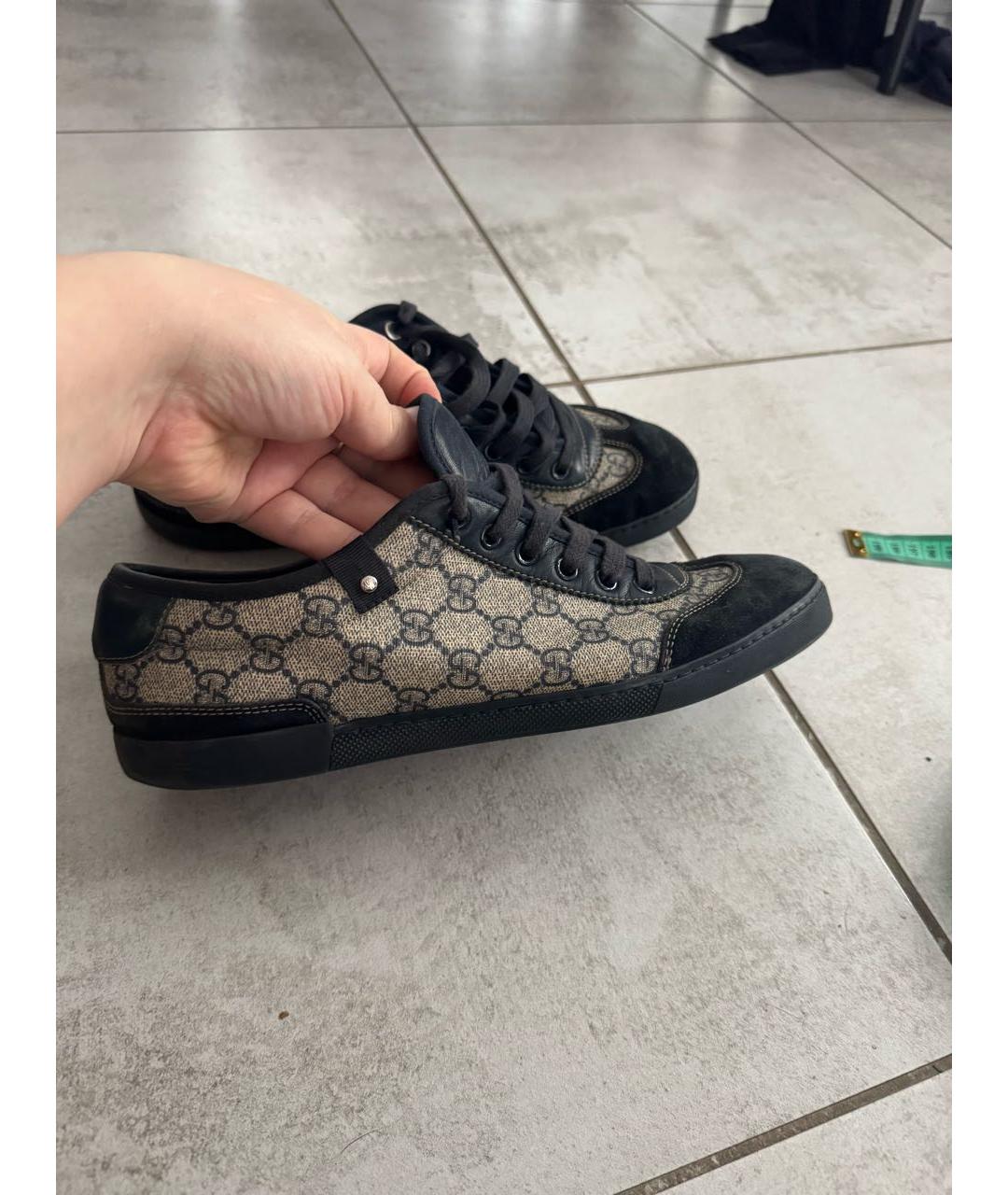 GUCCI Коричневые текстильные низкие кроссовки / кеды, фото 8