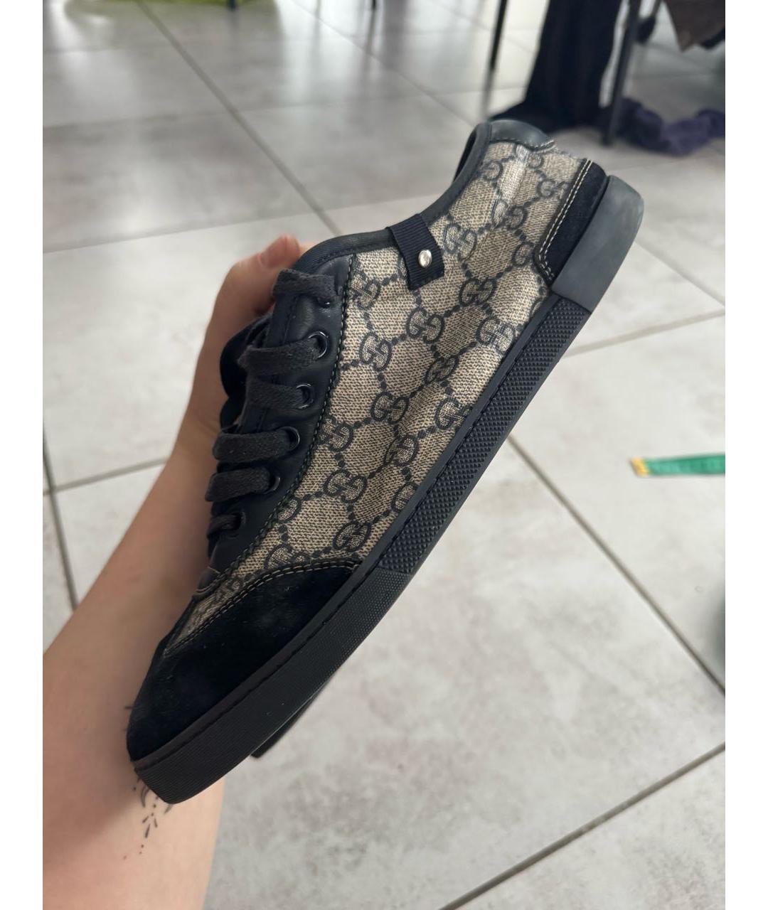 GUCCI Коричневые текстильные низкие кроссовки / кеды, фото 9