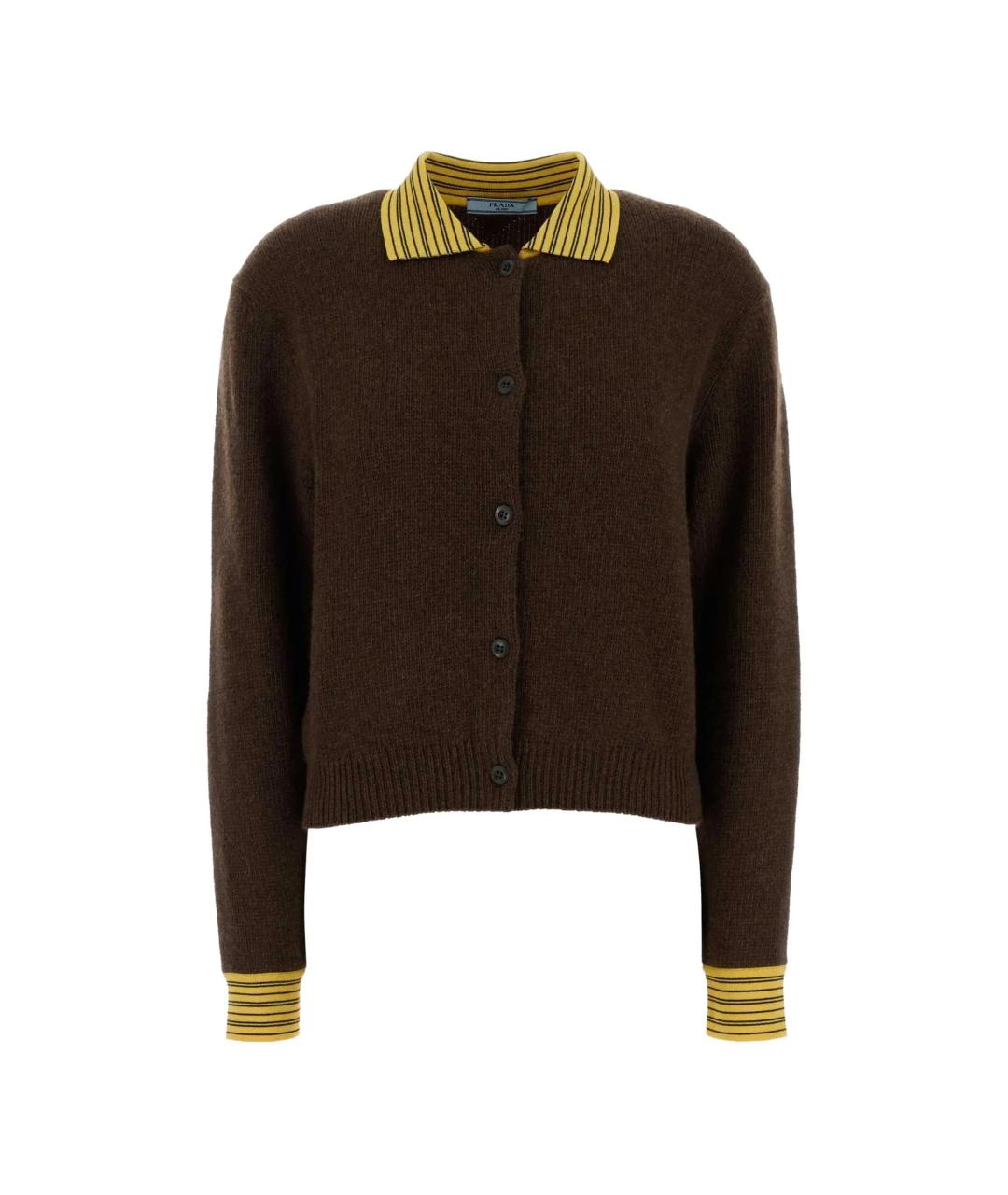 PRADA Коричневый кашемировый кардиган, фото 1