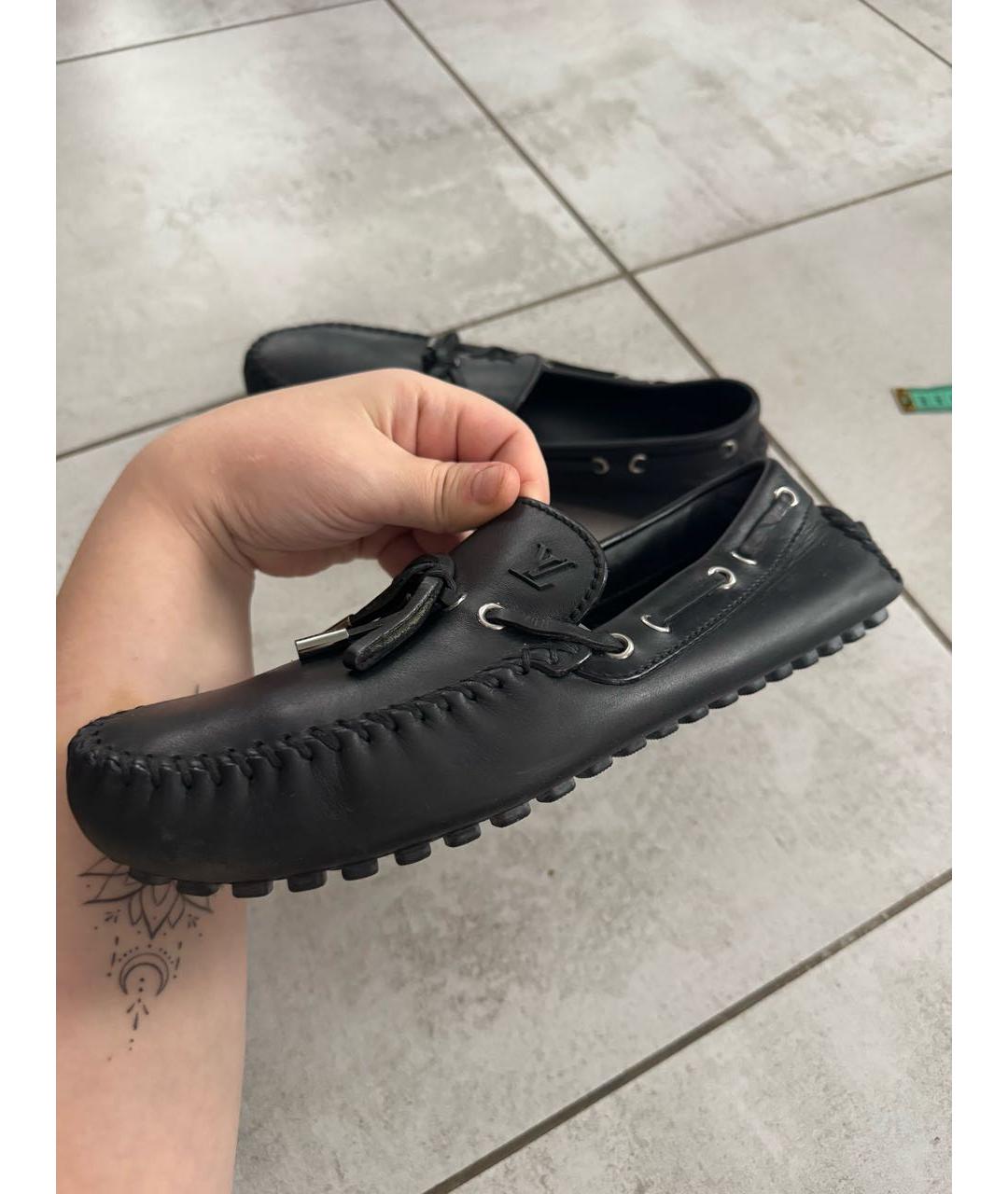 LOUIS VUITTON Черные кожаные мокасины, фото 6