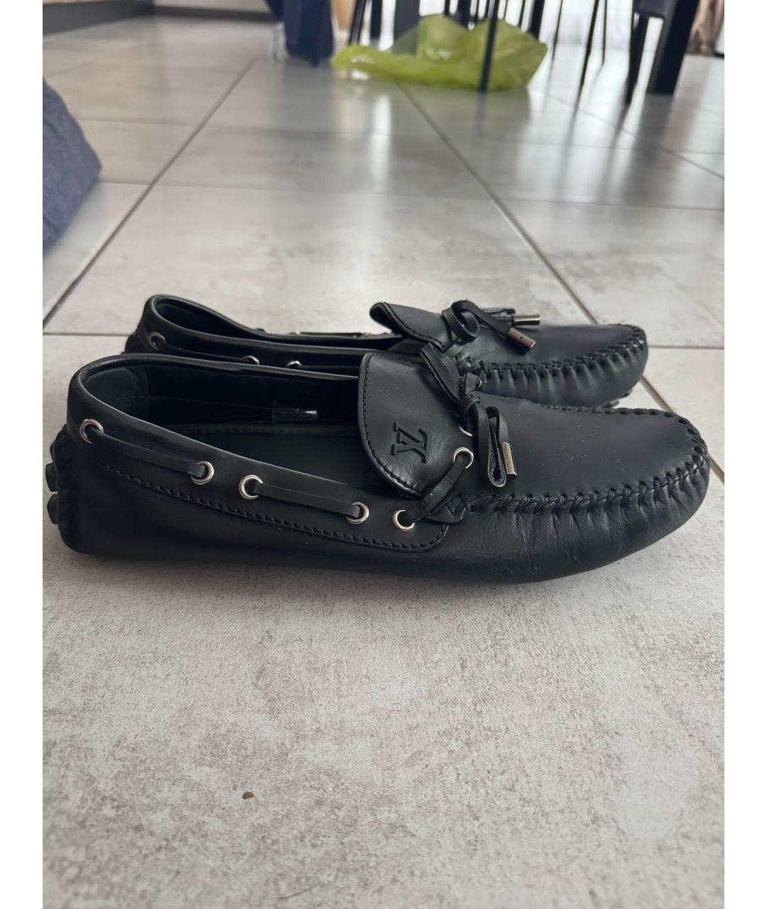 LOUIS VUITTON Черные кожаные мокасины, фото 8