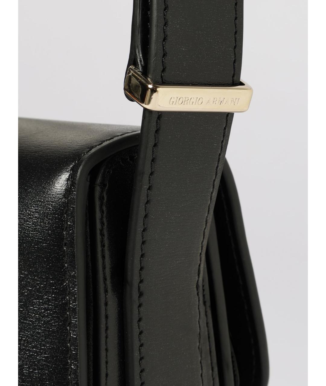GIORGIO ARMANI Черная кожаная сумка через плечо, фото 5