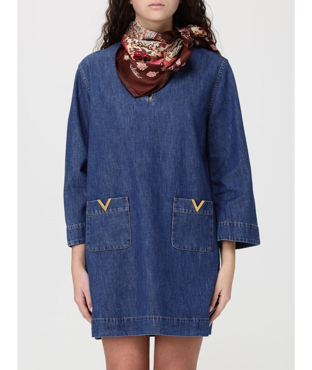 VALENTINO Бордовый шелковый шарф, фото 2