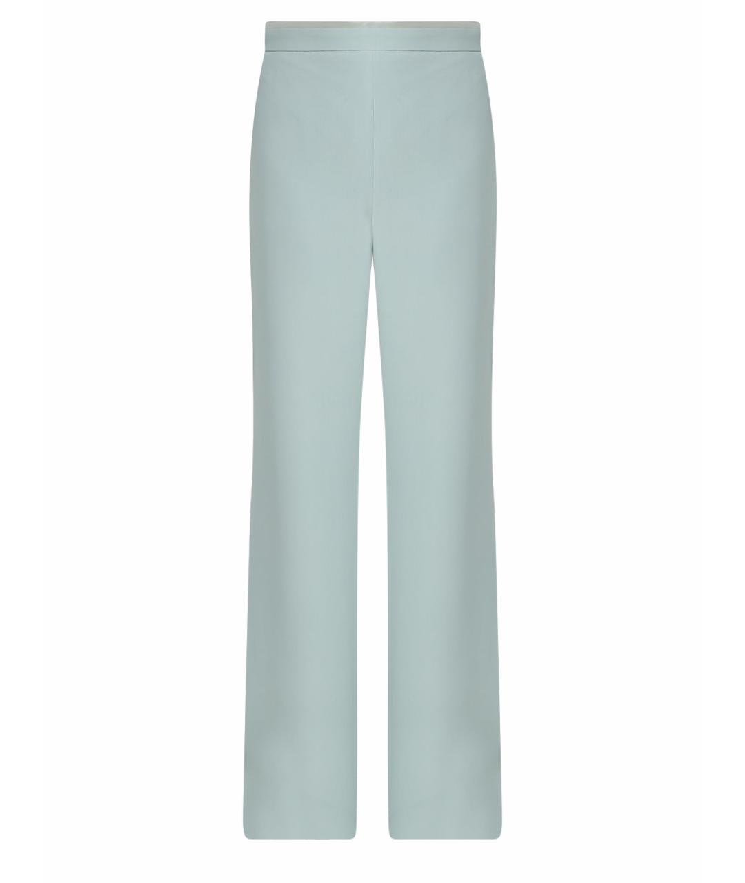 VALENTINO Салатовые шелковые прямые брюки, фото 1