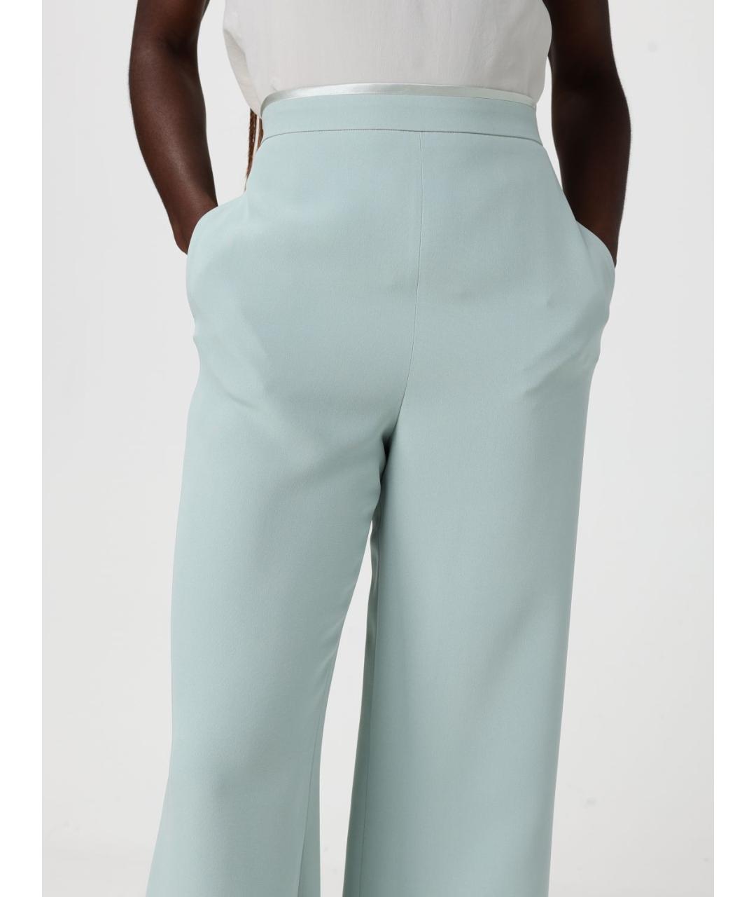 VALENTINO Салатовые шелковые прямые брюки, фото 5