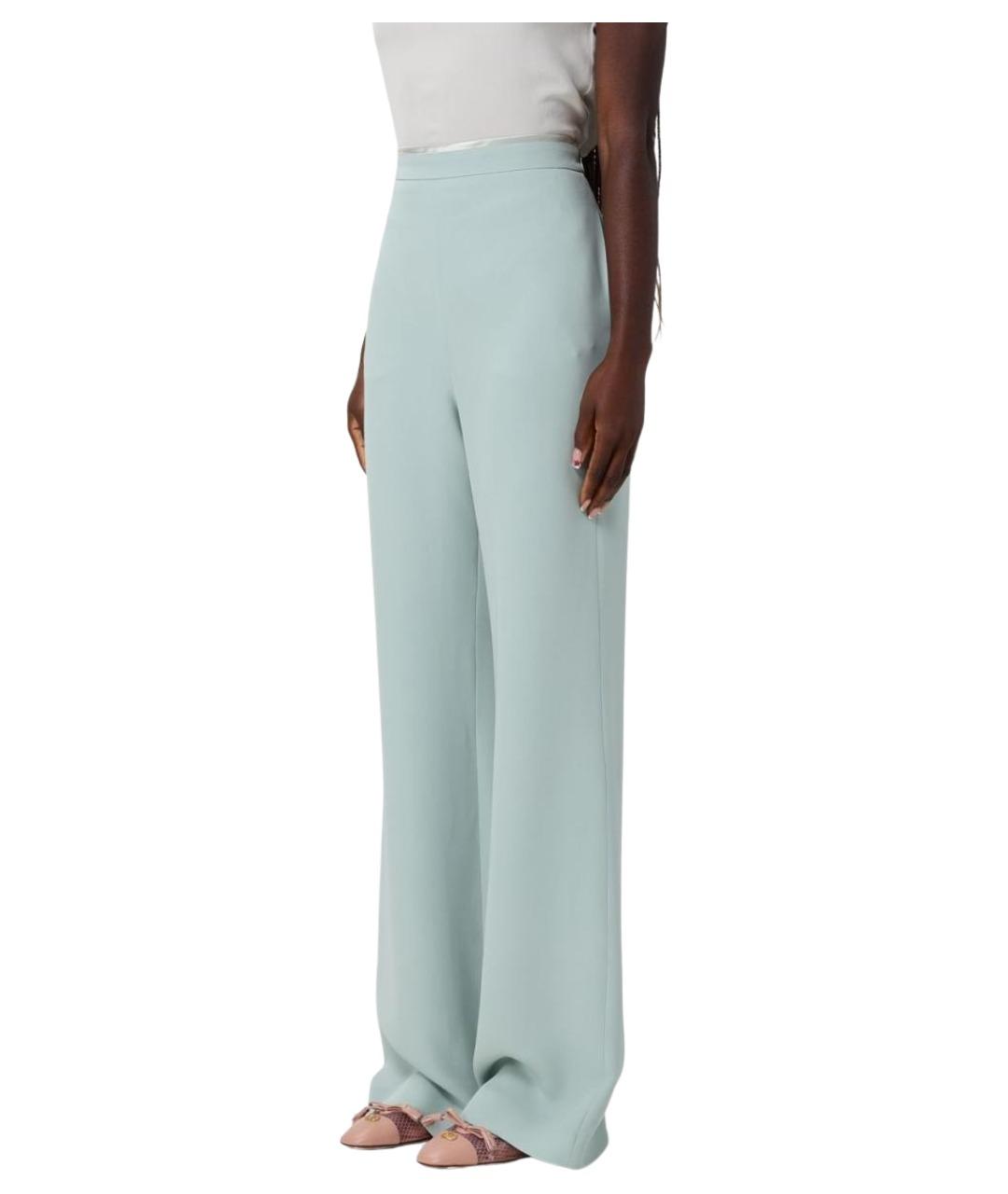 VALENTINO Зеленые шелковые прямые брюки, фото 4