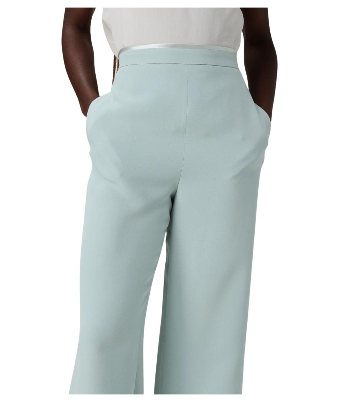 VALENTINO Зеленые шелковые прямые брюки, фото 5