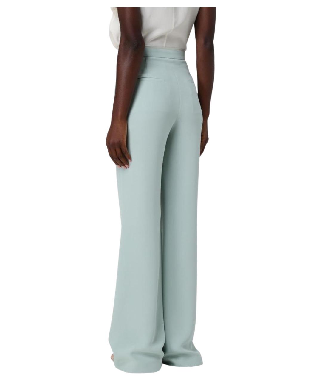 VALENTINO Зеленые шелковые прямые брюки, фото 3