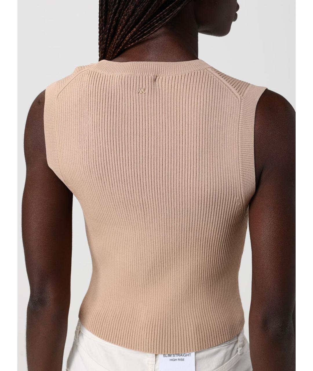 ARMANI EXCHANGE Бежевая хлопковая жилетка, фото 3