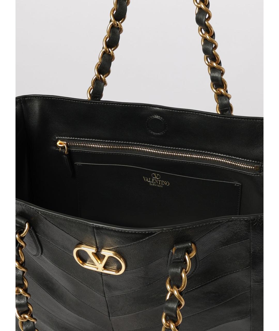VALENTINO Черная кожаная сумка тоут, фото 5