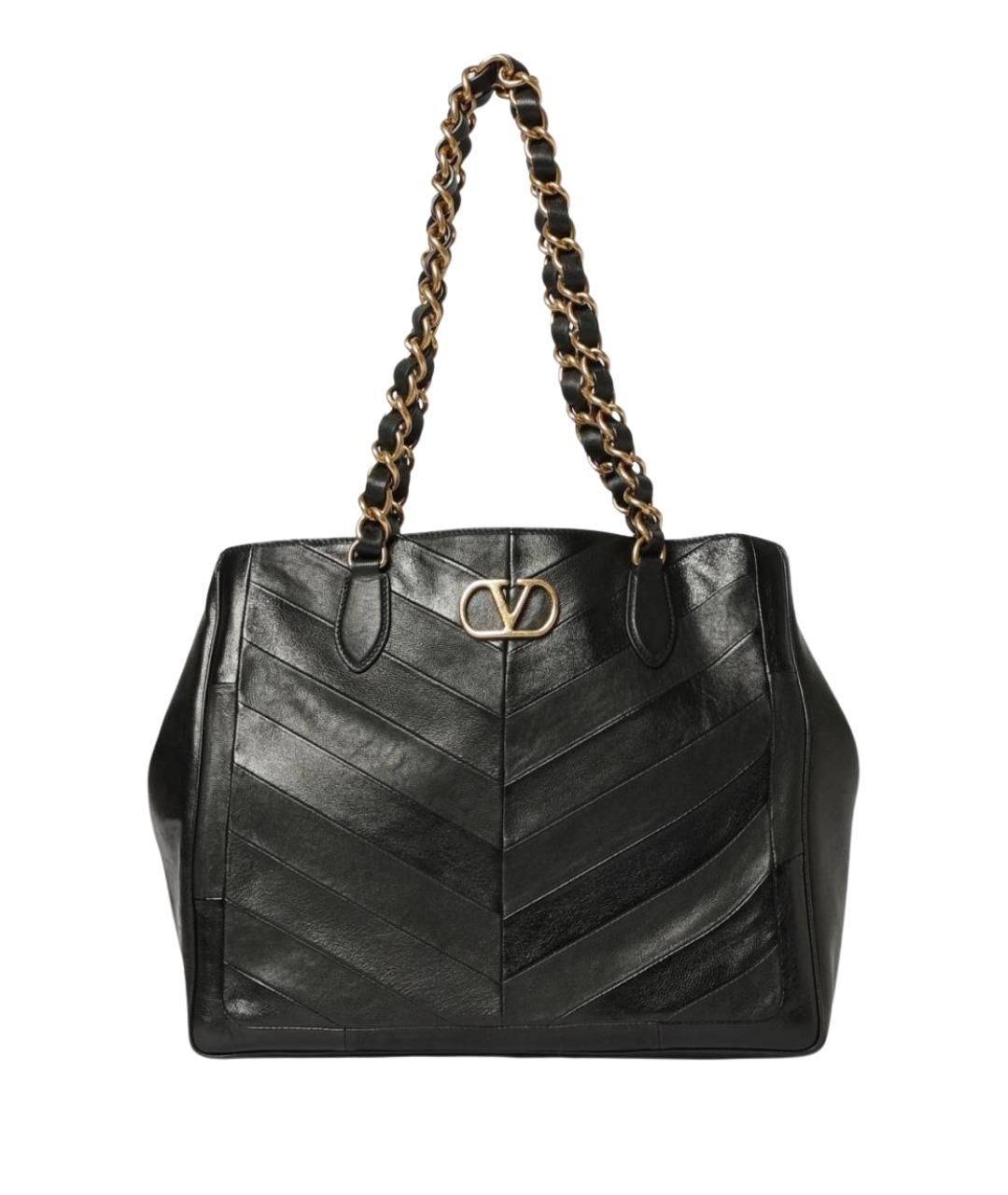 VALENTINO Черная кожаная сумка тоут, фото 1