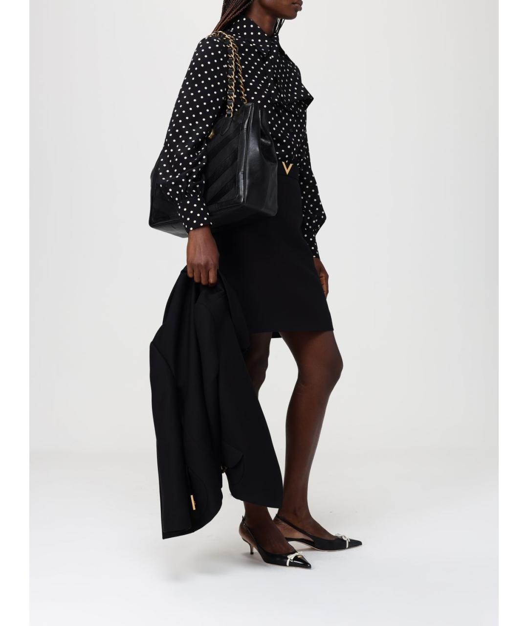 VALENTINO Черная кожаная сумка тоут, фото 2