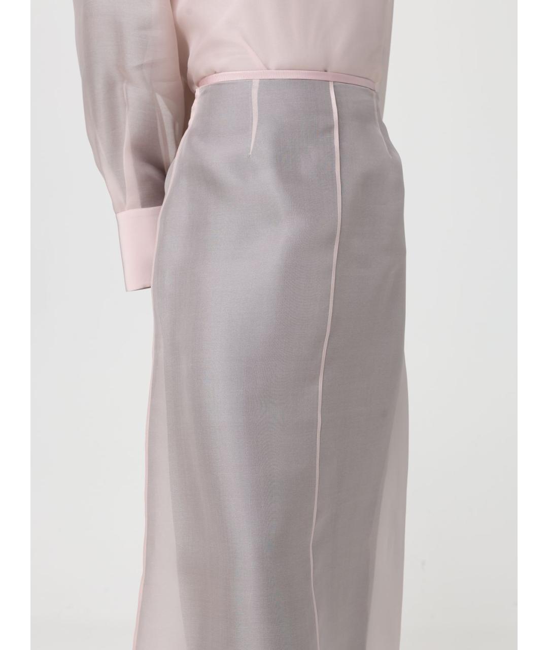 AGNONA Розовая шелковая юбка миди, фото 5