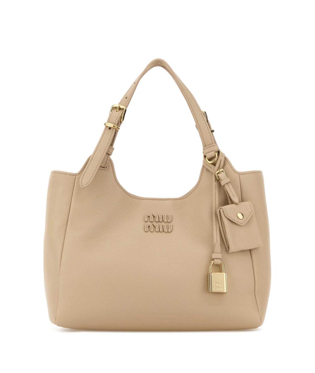 MIU MIU Бежевая кожаная сумка тоут, фото 1