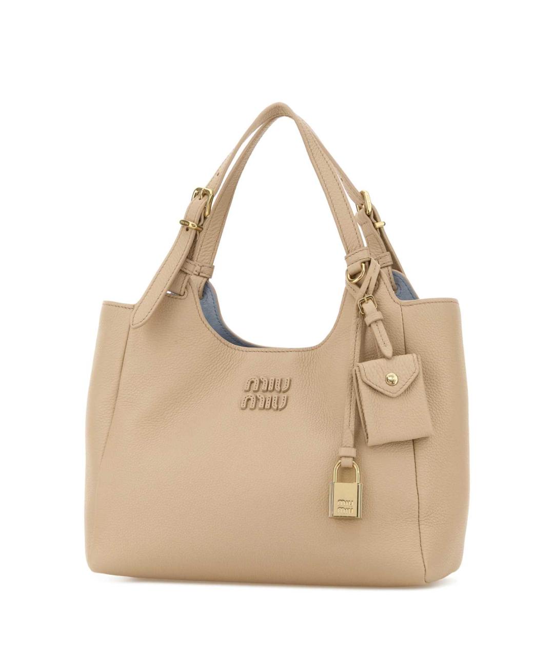 MIU MIU Бежевая кожаная сумка тоут, фото 2