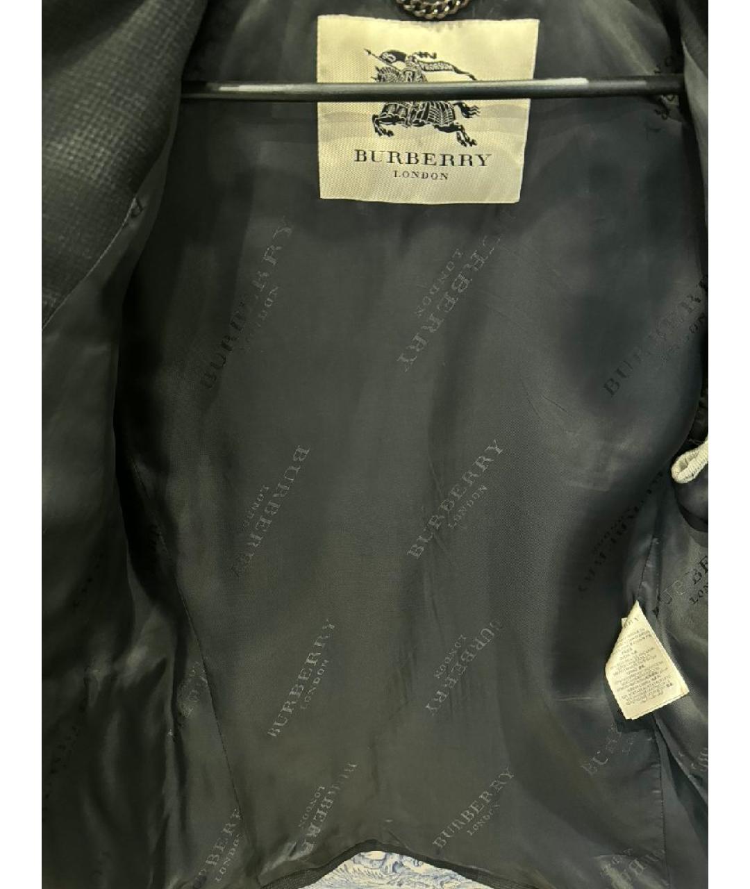BURBERRY Антрацитовый шерстяной тренч / плащ, фото 3