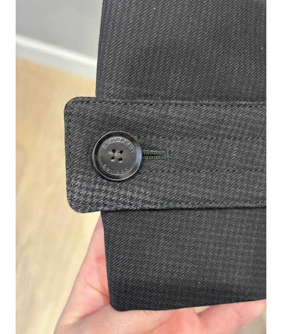 BURBERRY Антрацитовый шерстяной тренч / плащ, фото 4