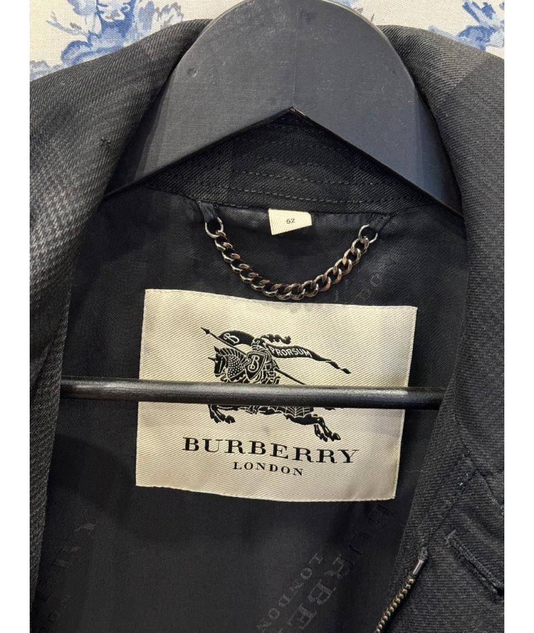 BURBERRY Антрацитовый шерстяной тренч / плащ, фото 6